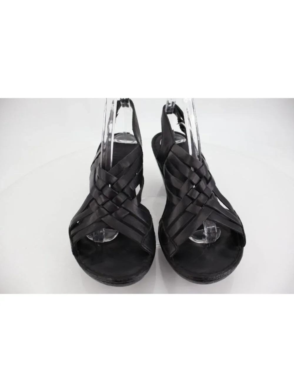 Born Valakas Sandals Women 9 / 40.5 Black Woven Faux Leather Slingback Shoes